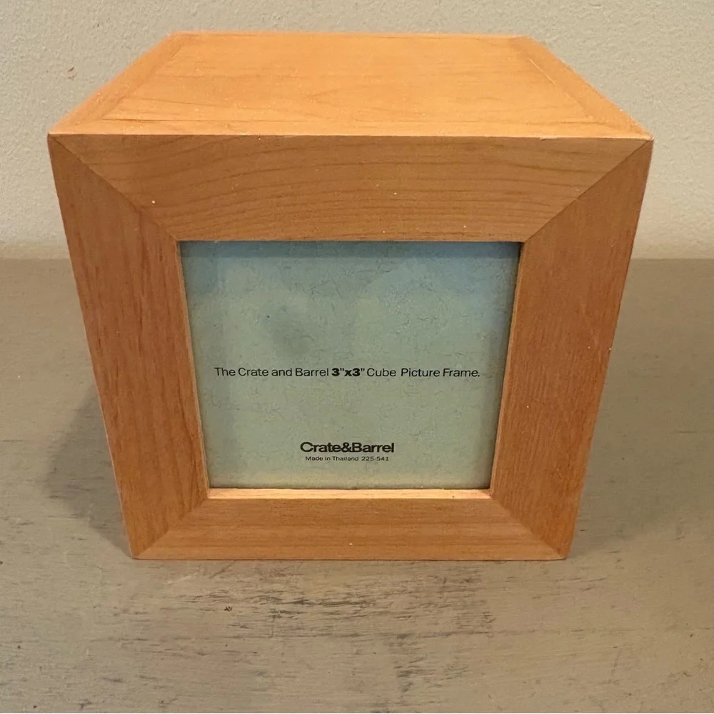 Crate&Barrel Wood Cube 3X3 Four Picture Frame Box